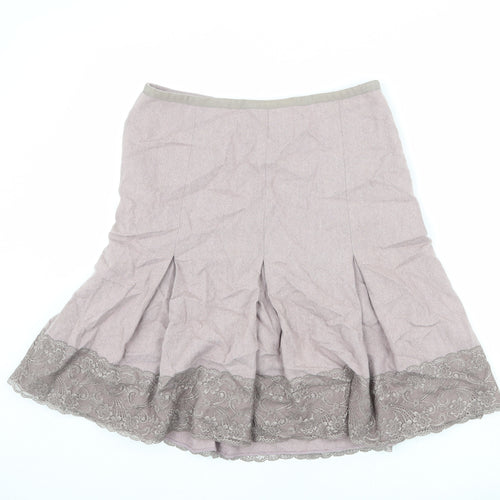 Monsoon Womens Pink Viscose Pleated Skirt Size 34 in Zip