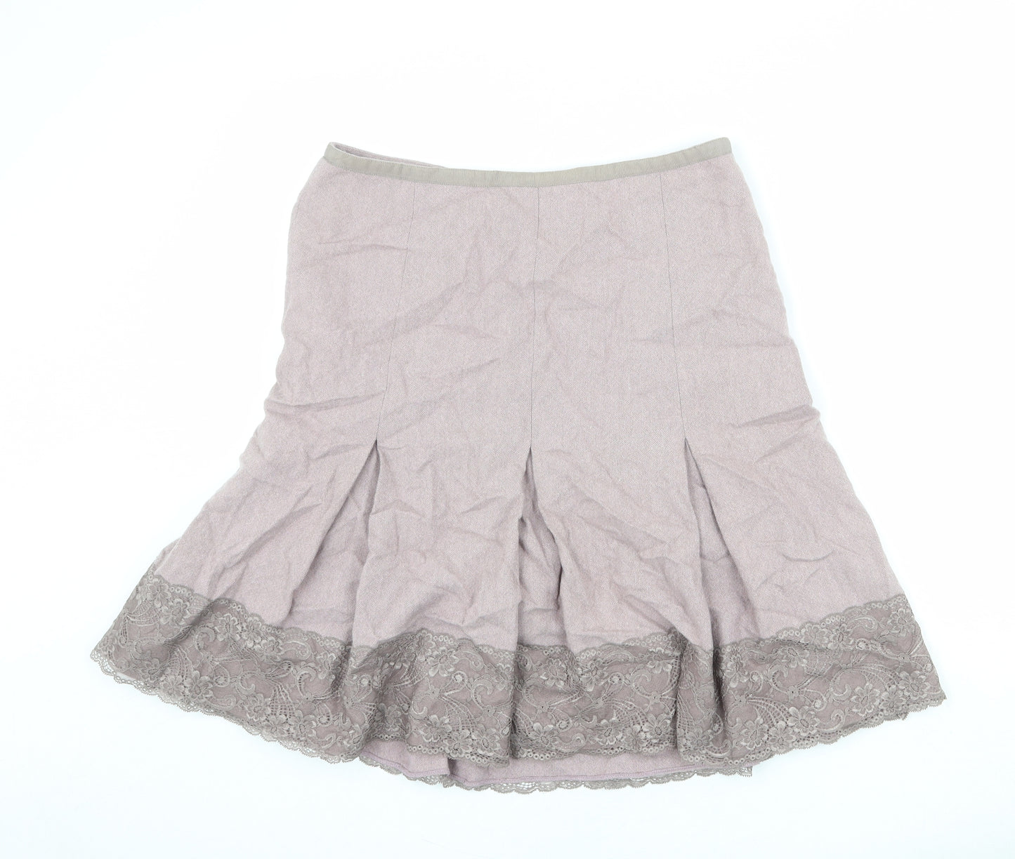 Monsoon Womens Pink Viscose Pleated Skirt Size 34 in Zip