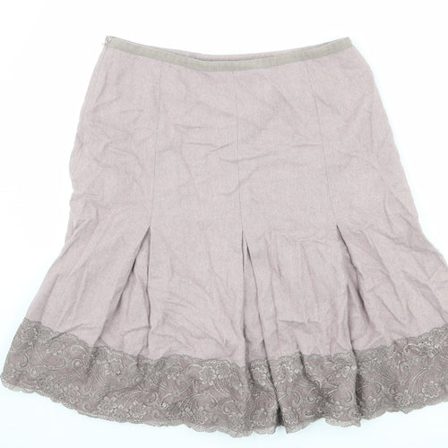 Monsoon Womens Pink Viscose Pleated Skirt Size 34 in Zip