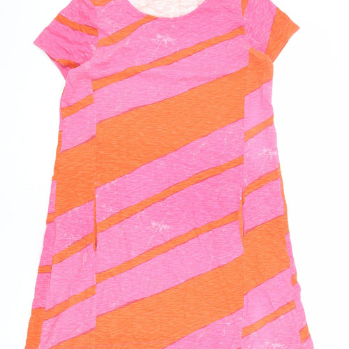 FOIL Womens Pink Striped 100% Cotton A-Line Size S Round Neck Pullover