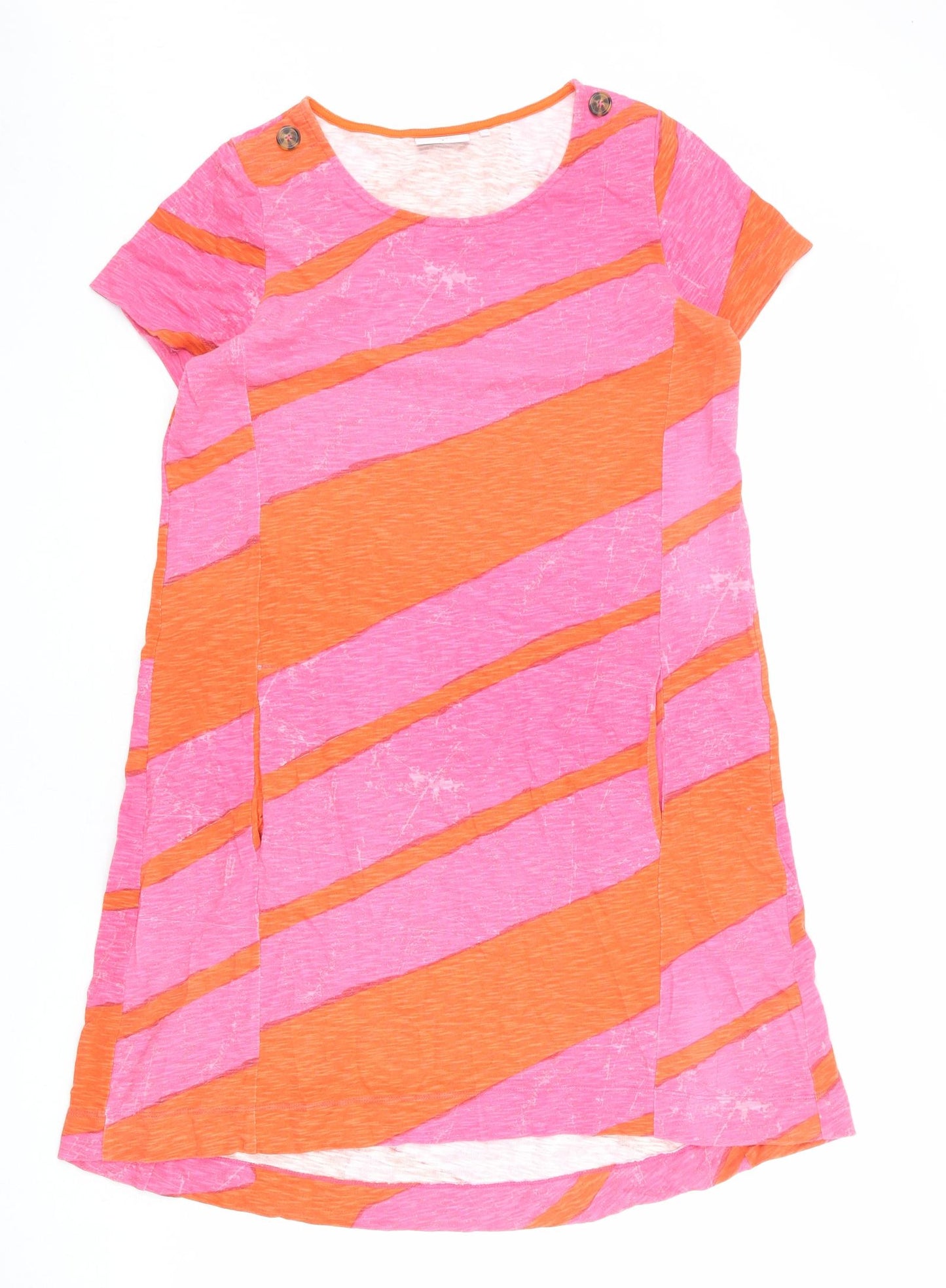 FOIL Womens Pink Striped 100% Cotton A-Line Size S Round Neck Pullover