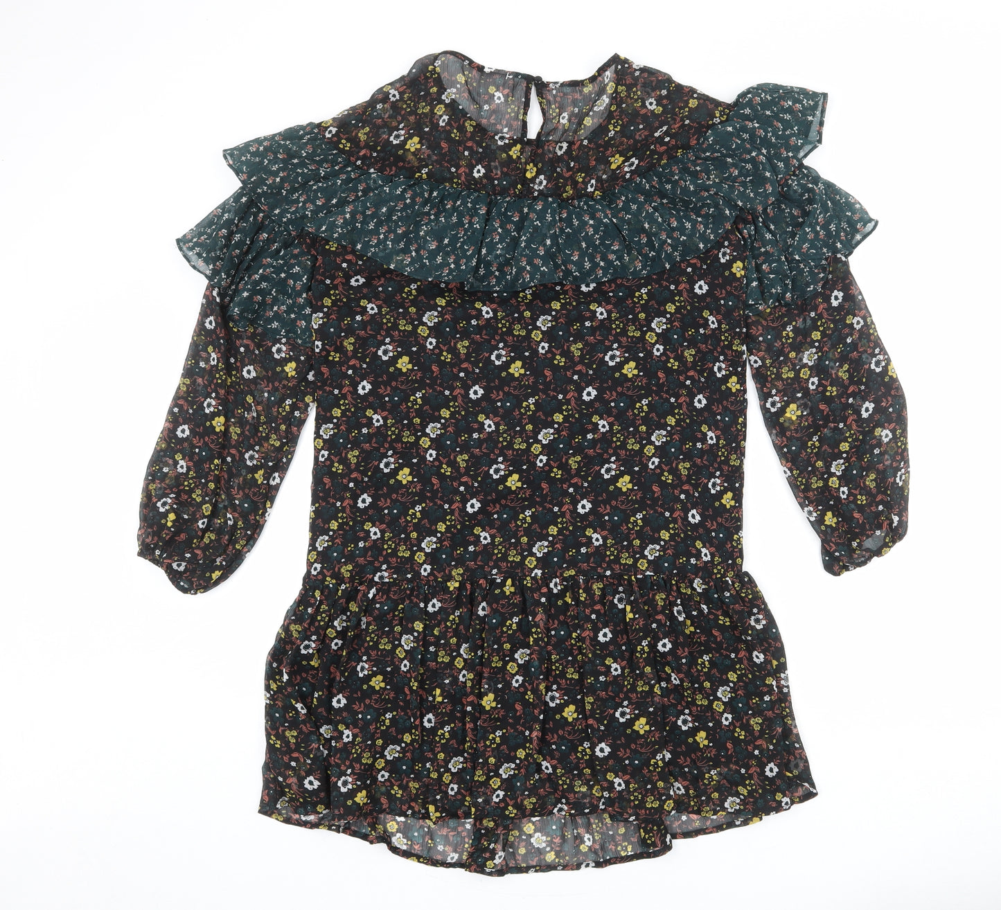 VILA Womens Multicoloured Floral Polyester A-Line Size S Round Neck Button
