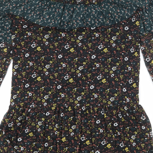 VILA Womens Multicoloured Floral Polyester A-Line Size S Round Neck Button