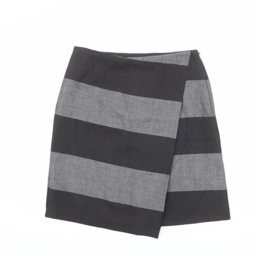 Phase Eight Womens Grey Striped Polyester A-Line Skirt Size 12 Zip