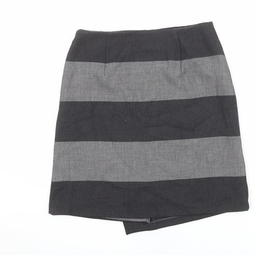 Phase Eight Womens Grey Striped Polyester A-Line Skirt Size 12 Zip