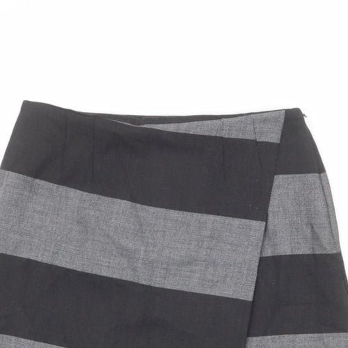 Phase Eight Womens Grey Striped Polyester A-Line Skirt Size 12 Zip