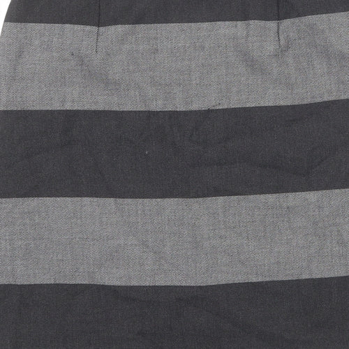 Phase Eight Womens Grey Striped Polyester A-Line Skirt Size 12 Zip