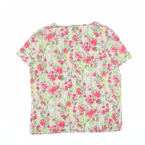 Anna Rose Womens Beige Floral Polyester Basic Blouse Size M Round Neck