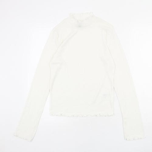 Divided by H&M Womens Ivory Polyester Basic Blouse Size M Mock Neck