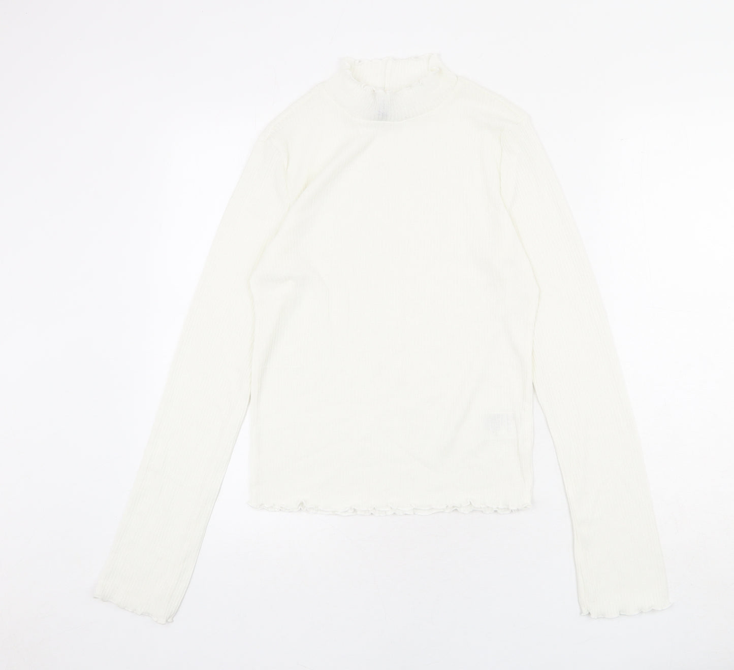 Divided by H&M Womens Ivory Polyester Basic Blouse Size M Mock Neck