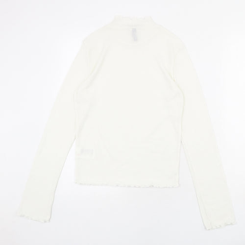 Divided by H&M Womens Ivory Polyester Basic Blouse Size M Mock Neck