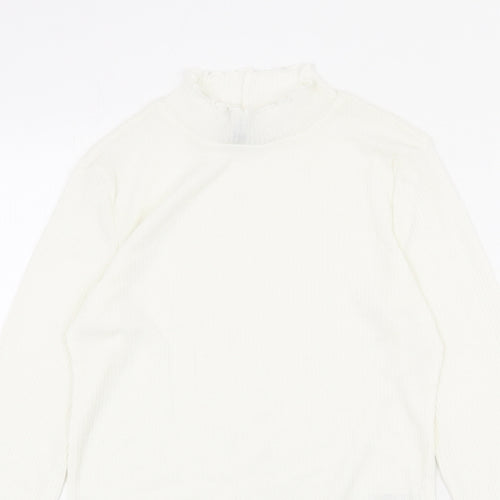 Divided by H&M Womens Ivory Polyester Basic Blouse Size M Mock Neck