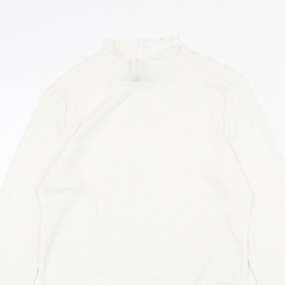 Divided by H&M Womens Ivory Polyester Basic Blouse Size M Mock Neck