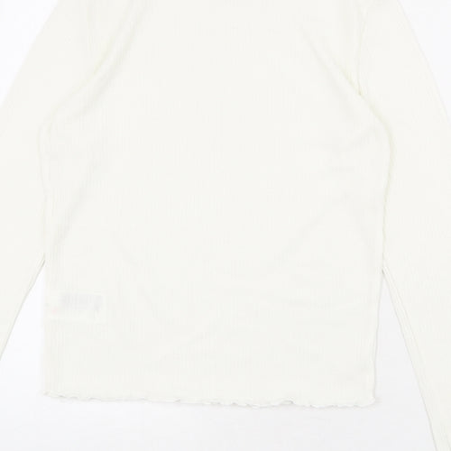 Divided by H&M Womens Ivory Polyester Basic Blouse Size M Mock Neck