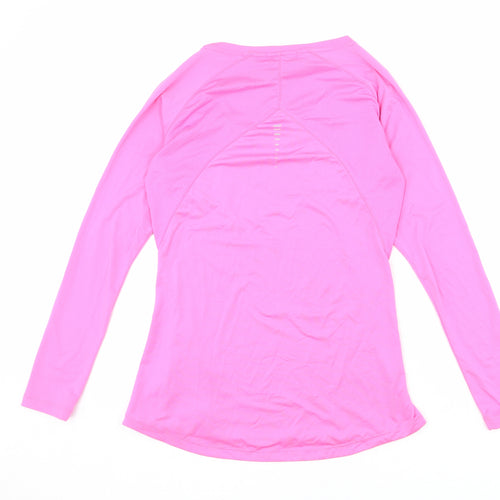 Elle Sport Womens Pink Polyester Basic T-Shirt Size S Scoop Neck Pullover