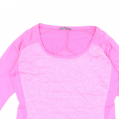 Elle Sport Womens Pink Polyester Basic T-Shirt Size S Scoop Neck Pullover