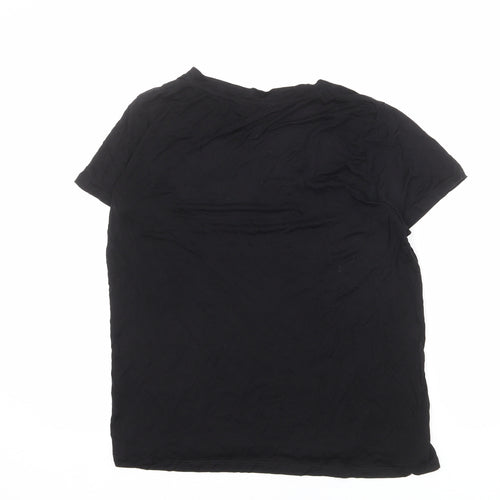 Zara Womens Black Polyester Basic T-Shirt Size M Round Neck