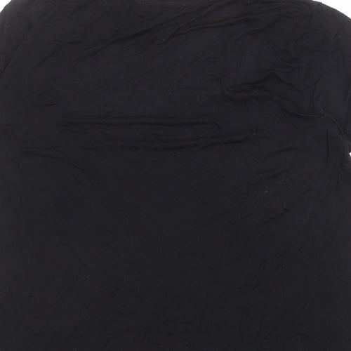 Zara Womens Black Polyester Basic T-Shirt Size M Round Neck