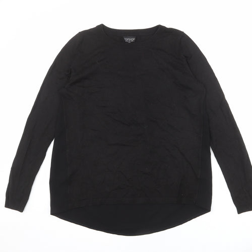 Topshop Womens Black Round Neck Polyester Pullover Jumper Size 10