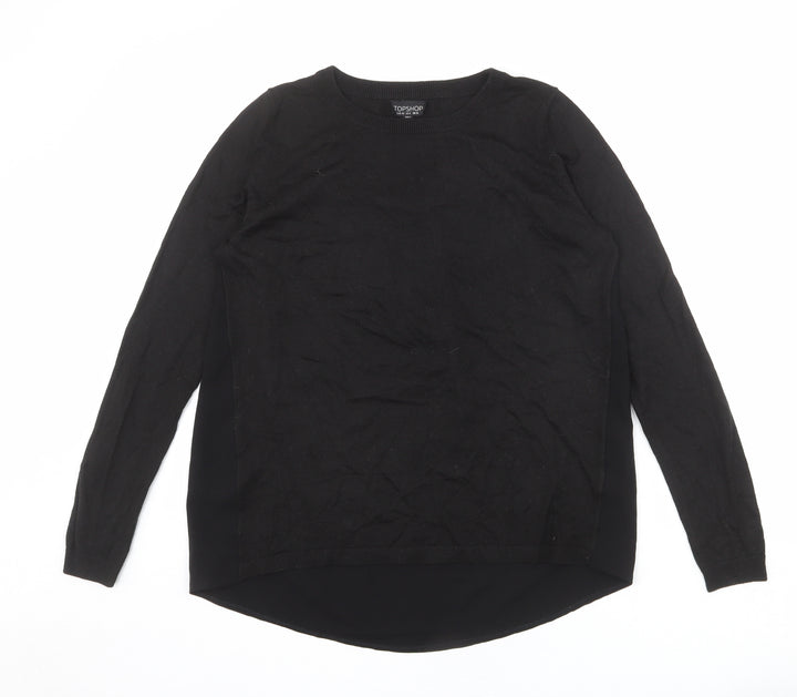 Topshop Womens Black Round Neck Polyester Pullover Jumper Size 10