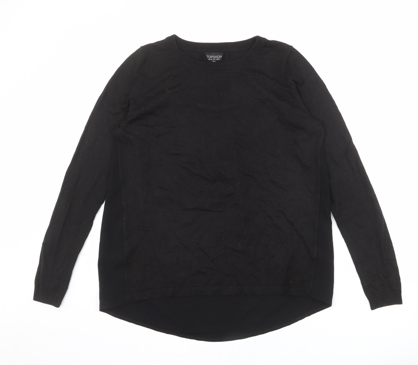 Topshop Womens Black Round Neck Polyester Pullover Jumper Size 10