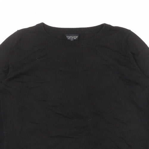Topshop Womens Black Round Neck Polyester Pullover Jumper Size 10