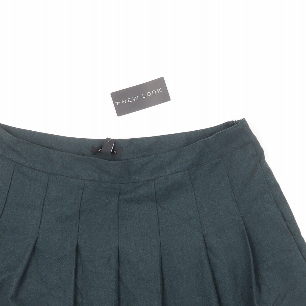 New Look Womens Blue Polyester Pleated Skirt Size 16 Zip
