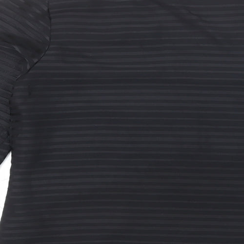 H&M Womens Black Striped Polyester Basic Blouse Size 12 Round Neck