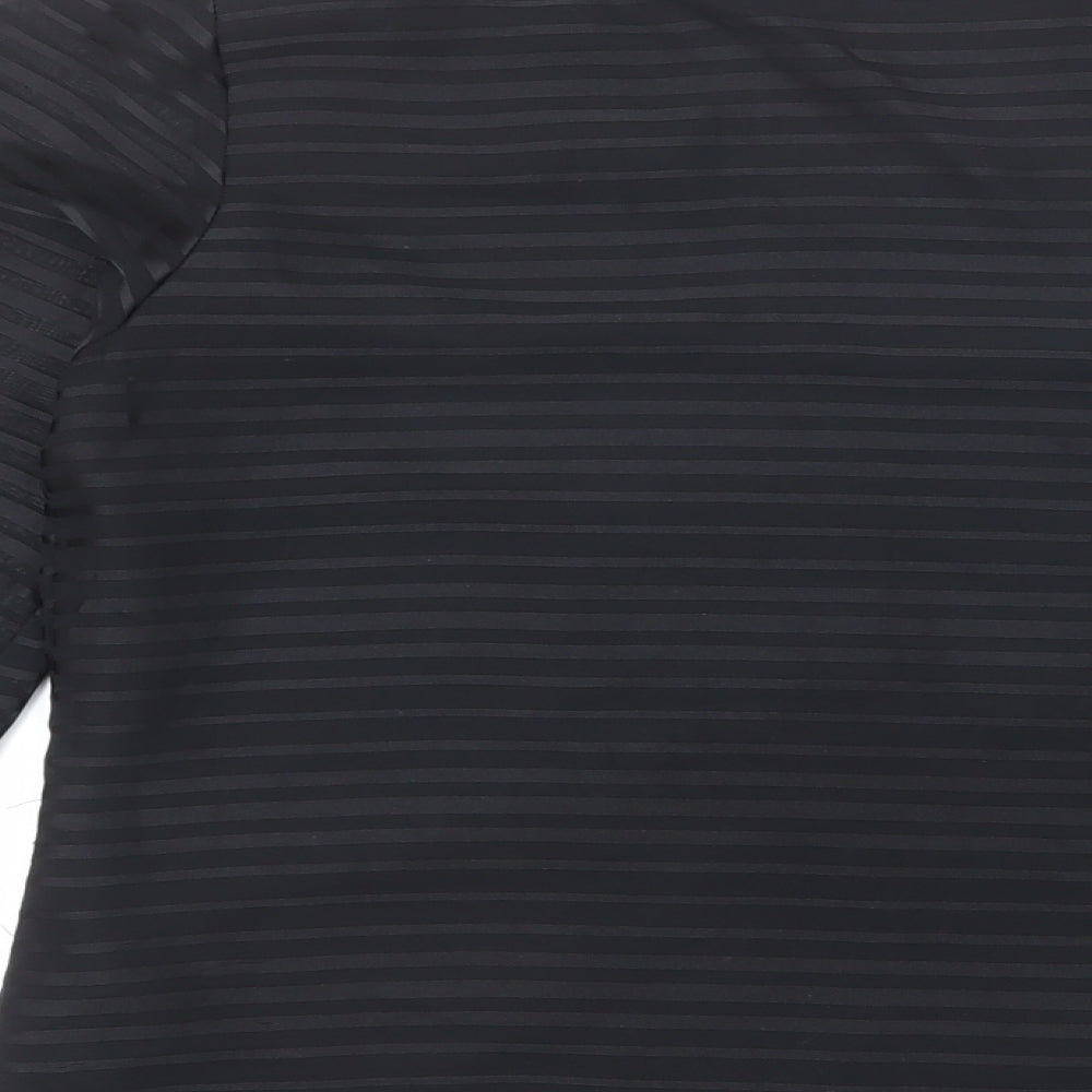 H&M Womens Black Striped Polyester Basic Blouse Size 12 Round Neck