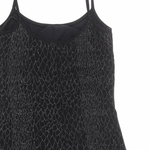 Lara Jane Womens Black Geometric Acetate Slip Dress Size M Round Neck Pullover