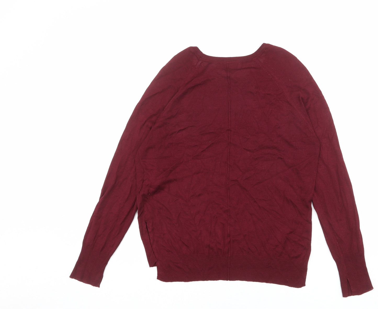 Zara Womens Red Round Neck Viscose Pullover Jumper Size S