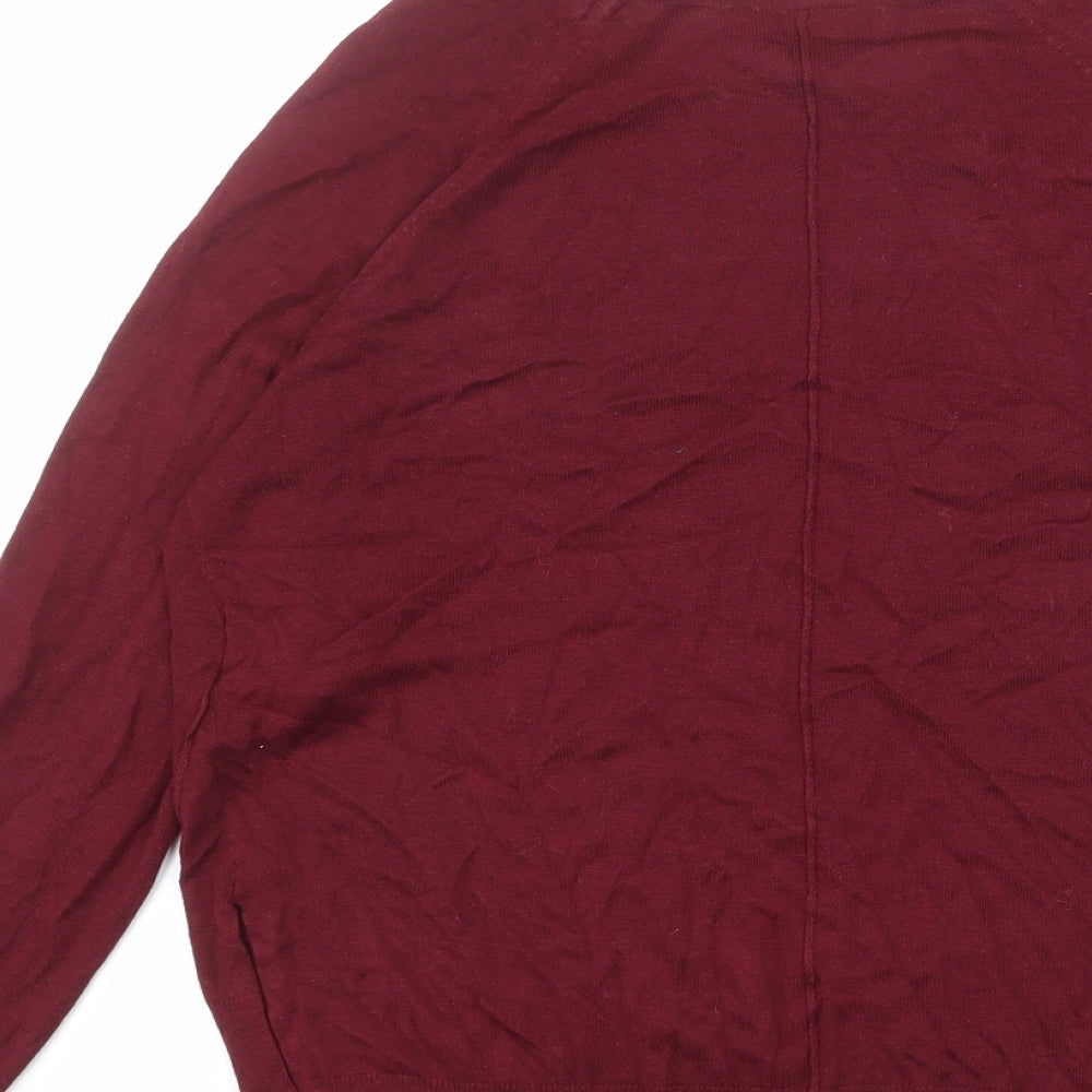 Zara Womens Red Round Neck Viscose Pullover Jumper Size S