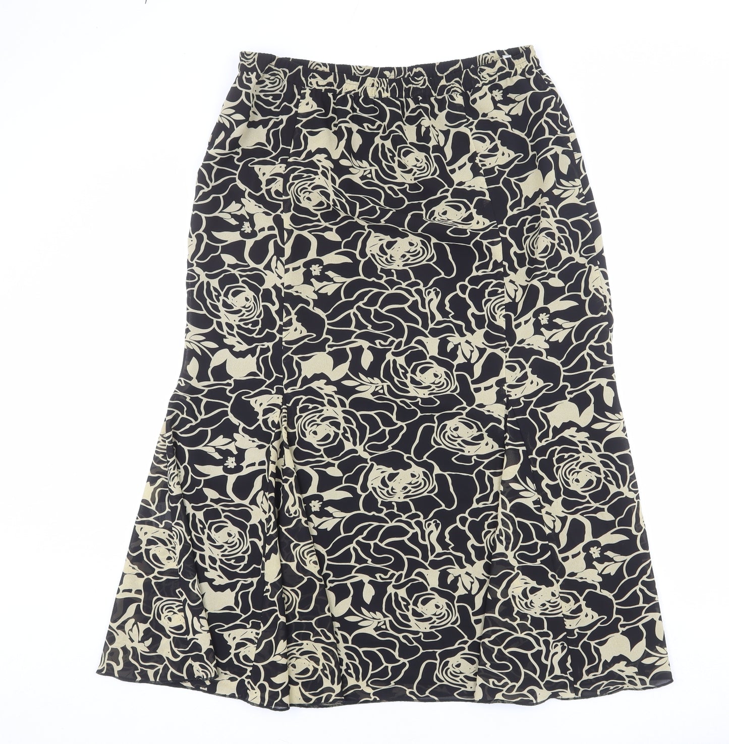 Oscar B Womens Black Floral Polyester Swing Skirt Size 18