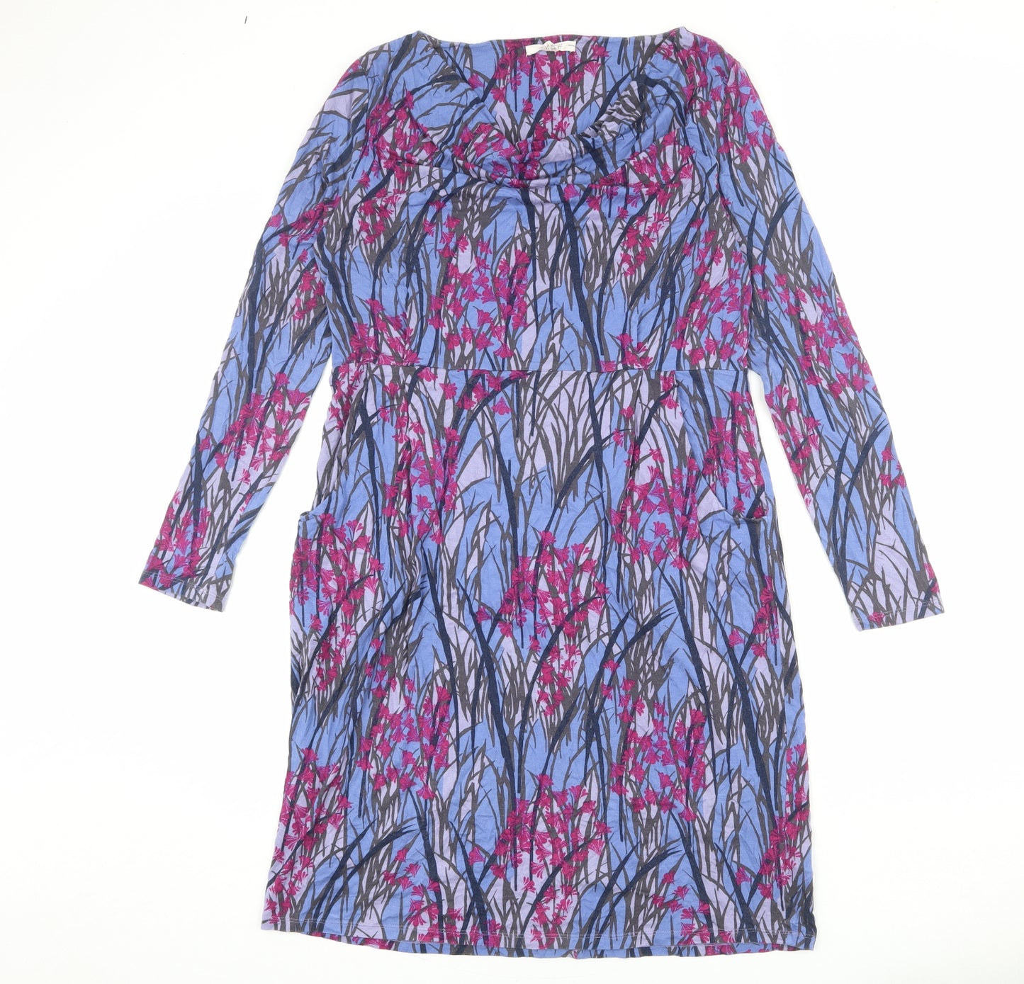 White Stuff Womens Multicoloured Floral Viscose A-Line Size 16 Cowl Neck Pullover