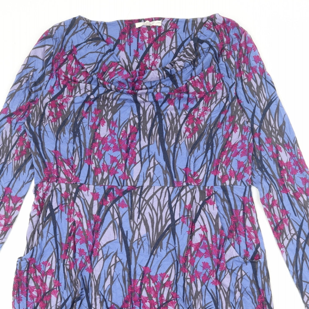 White Stuff Womens Multicoloured Floral Viscose A-Line Size 16 Cowl Neck Pullover