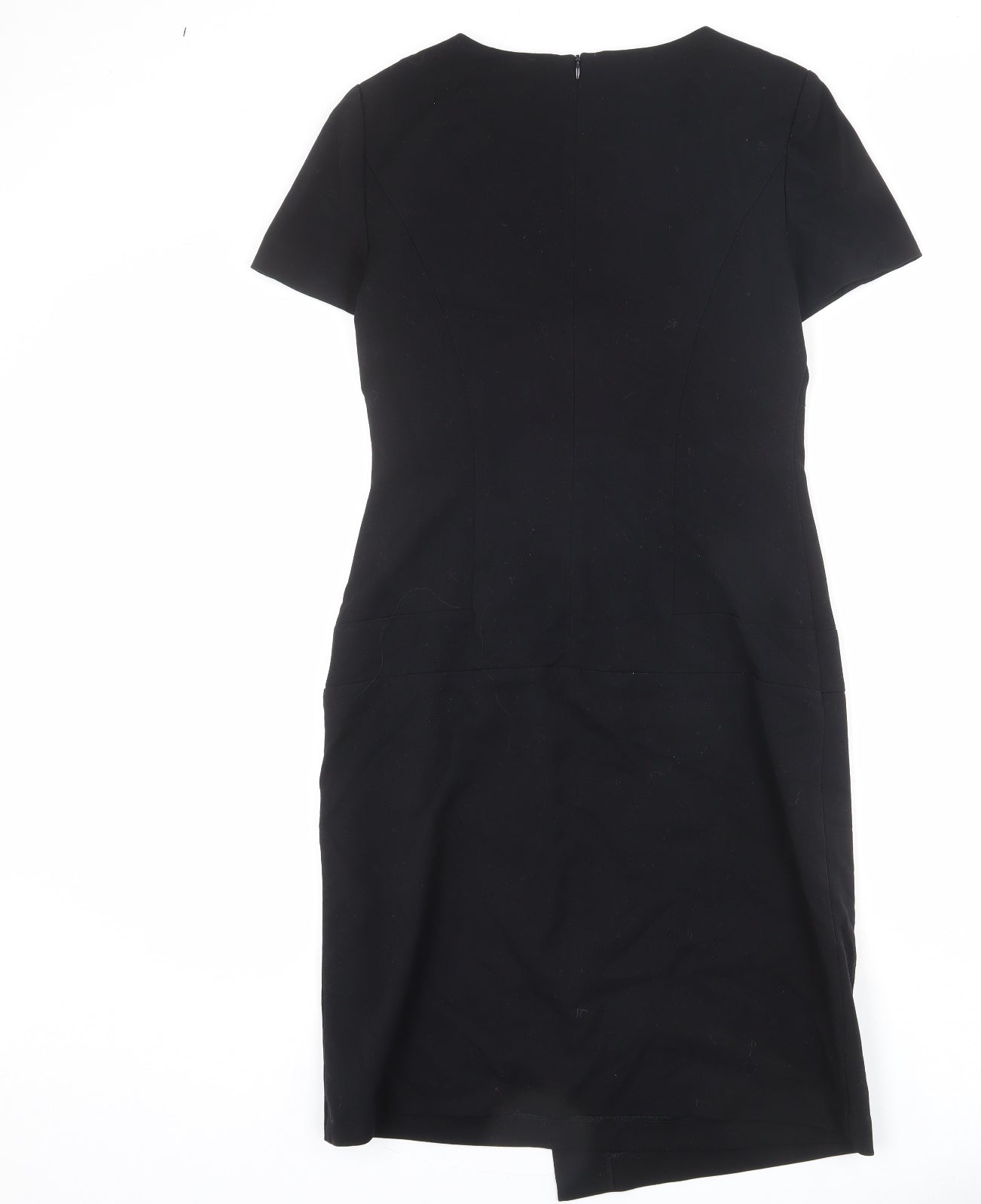Marks and Spencer Womens Black Polyester Shift Size 10 Round Neck Zip