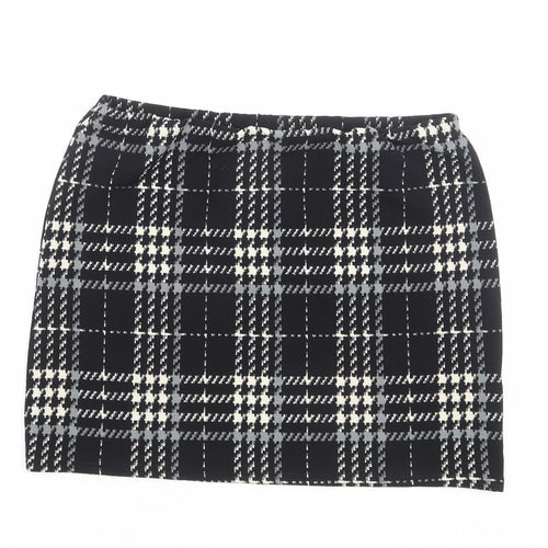 New Look Womens Black Plaid Polyester Bandage Skirt Size 16