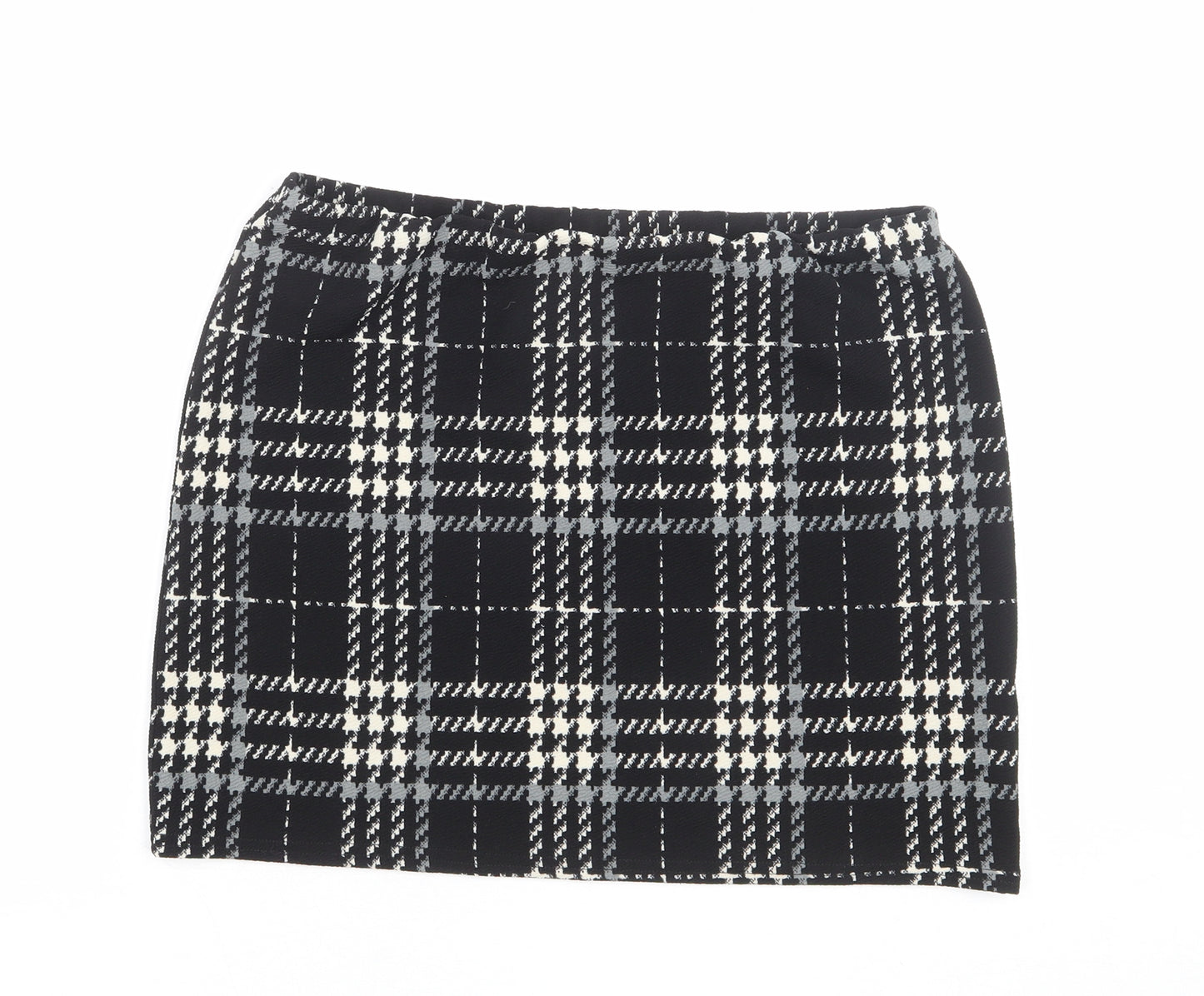 New Look Womens Black Plaid Polyester Bandage Skirt Size 16