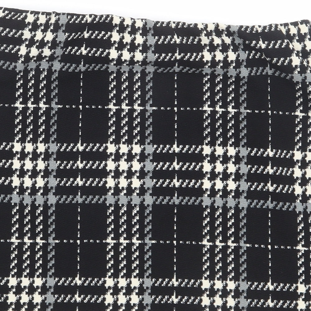 New Look Womens Black Plaid Polyester Bandage Skirt Size 16