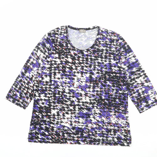 Gelco Womens Multicoloured Geometric Viscose Basic Blouse Size 18 Round Neck