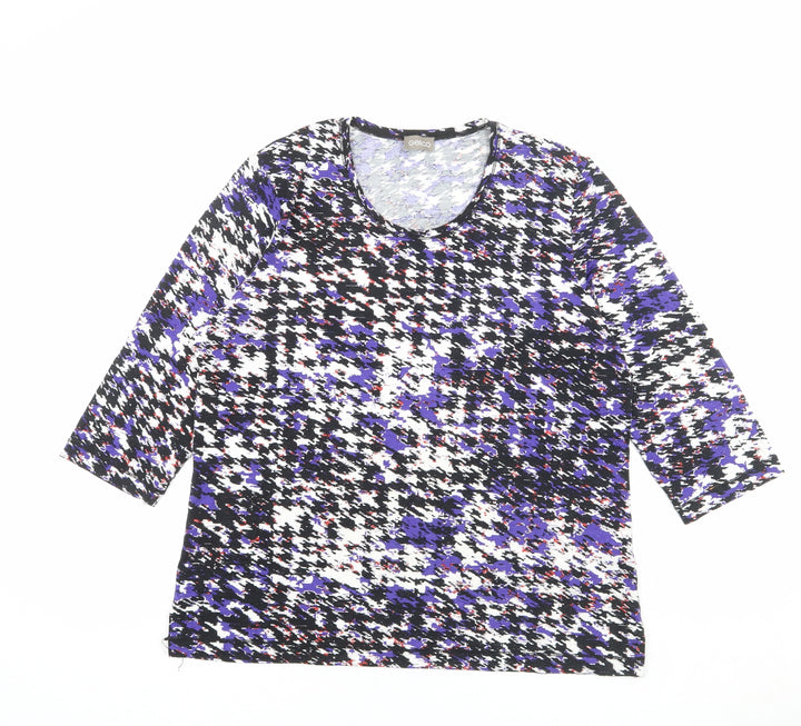 Gelco Womens Multicoloured Geometric Viscose Basic Blouse Size 18 Round Neck