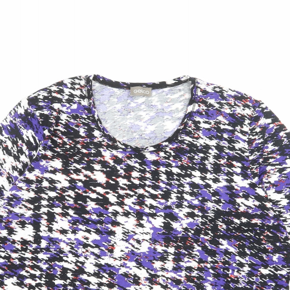 Gelco Womens Multicoloured Geometric Viscose Basic Blouse Size 18 Round Neck