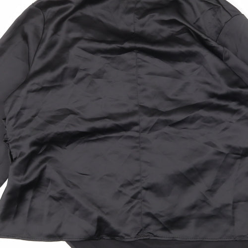 Boohoo Womens Black Polyester Basic Blouse Size 14 V-Neck