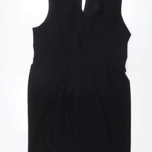 Marks and Spencer Womens Black Polyester Shift Size 18 Round Neck Button