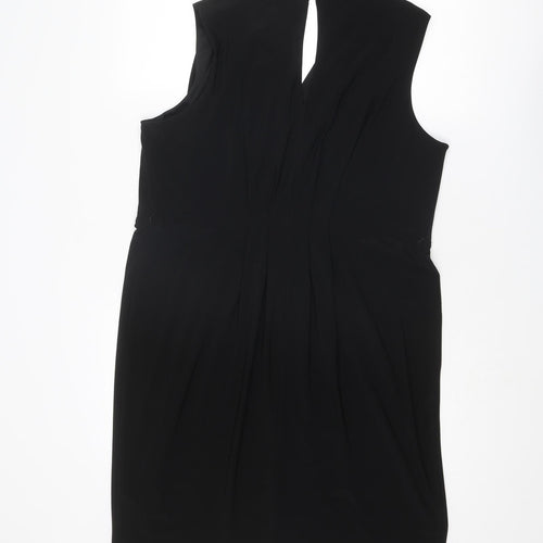 Marks and Spencer Womens Black Polyester Shift Size 18 Round Neck Button