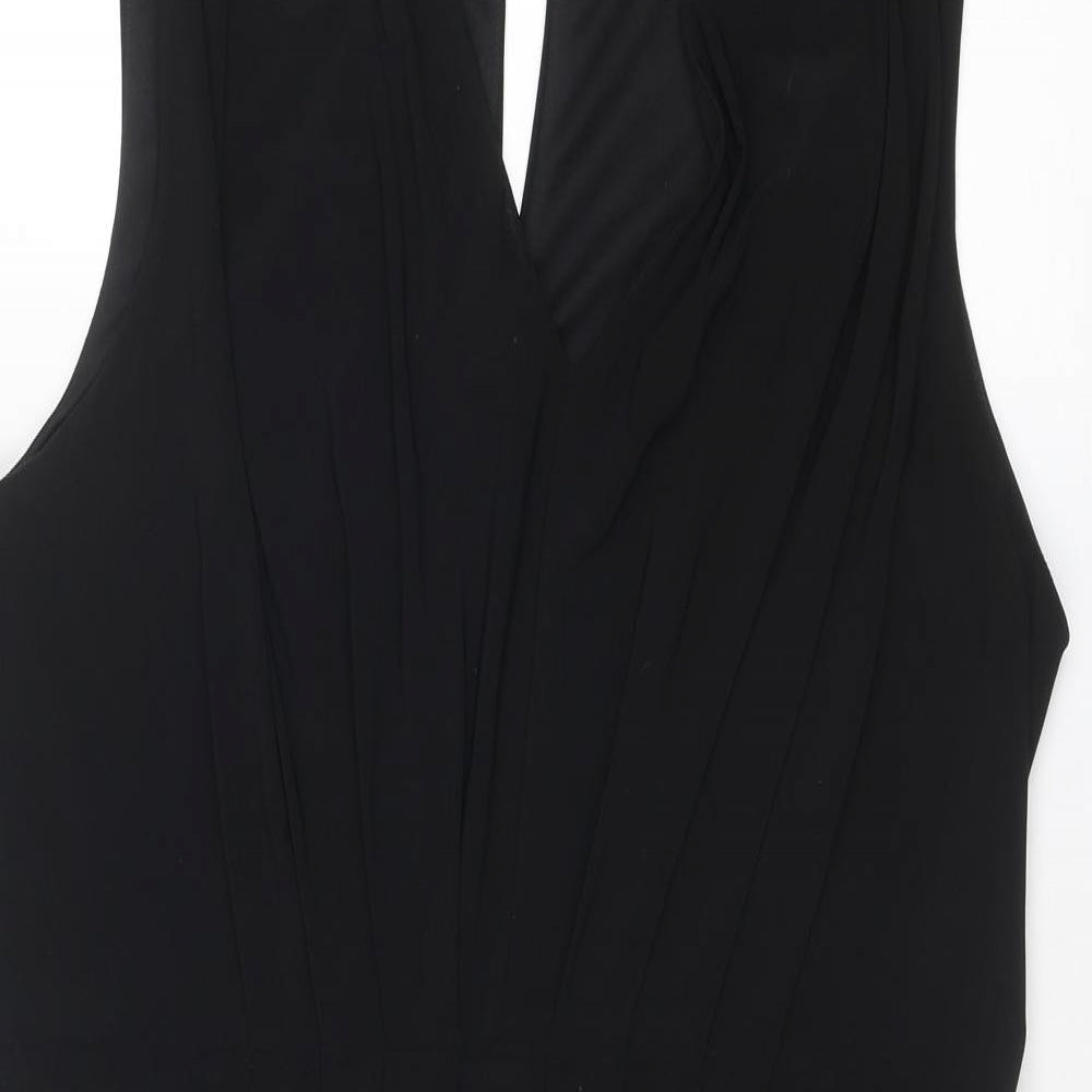 Marks and Spencer Womens Black Polyester Shift Size 18 Round Neck Button