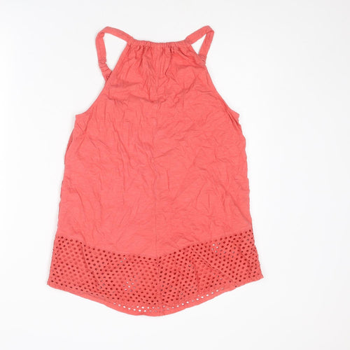 Fat Face Womens Pink Cotton Camisole Tank Size 12 V-Neck - Broderie Anglaise