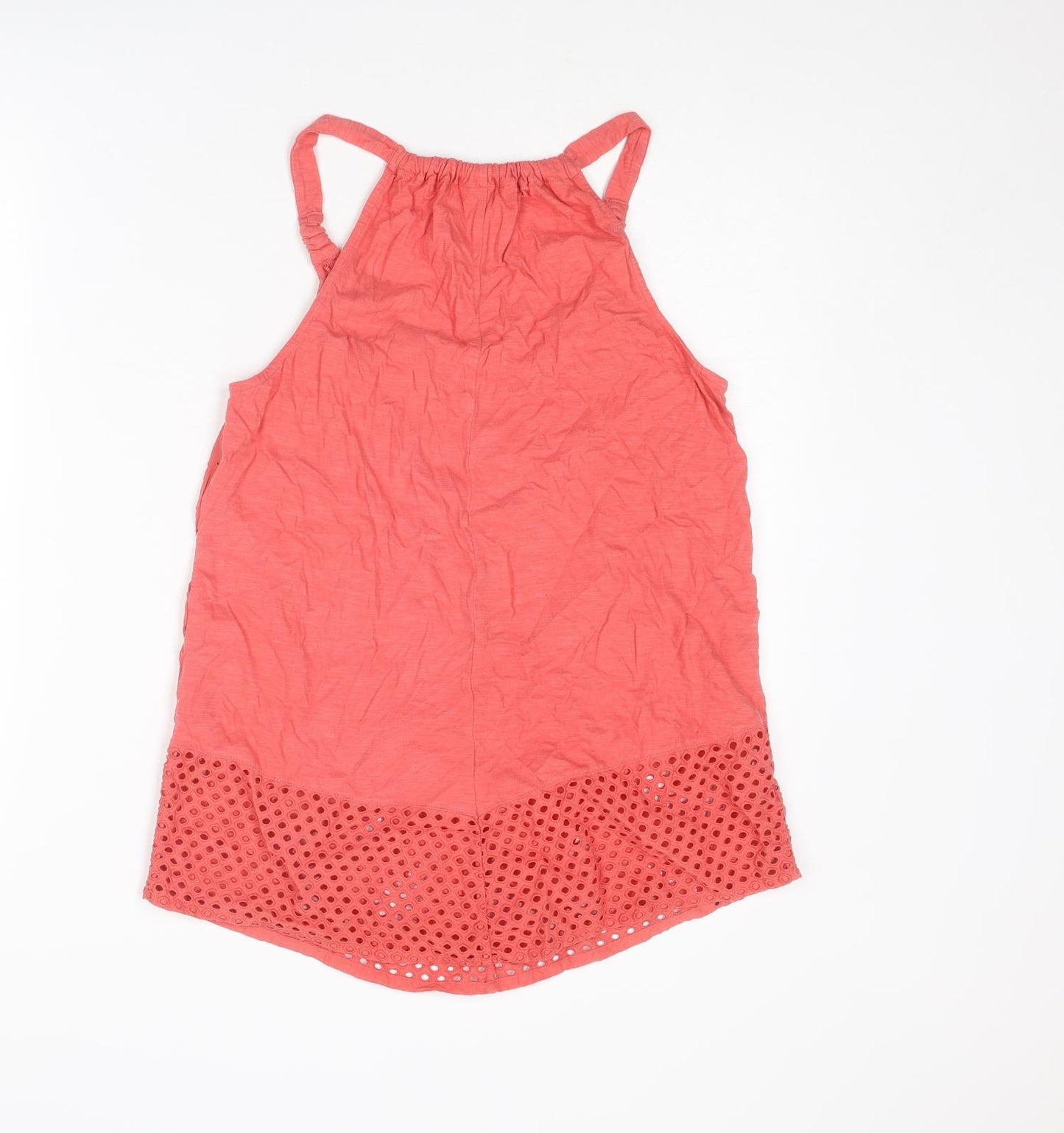 Fat Face Womens Pink Cotton Camisole Tank Size 12 V-Neck - Broderie Anglaise