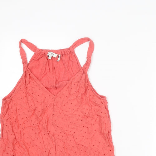 Fat Face Womens Pink Cotton Camisole Tank Size 12 V-Neck - Broderie Anglaise