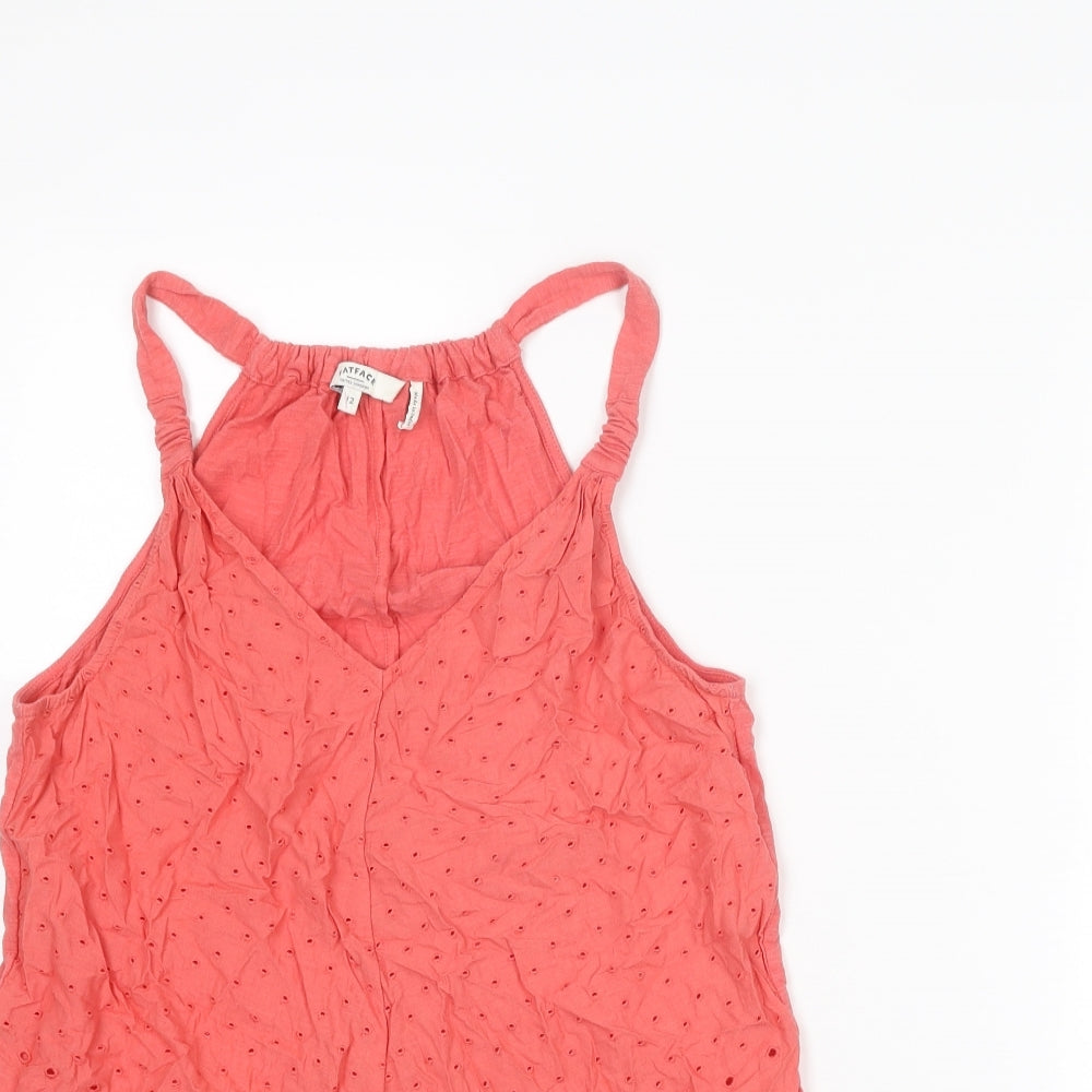 Fat Face Womens Pink Cotton Camisole Tank Size 12 V-Neck - Broderie Anglaise